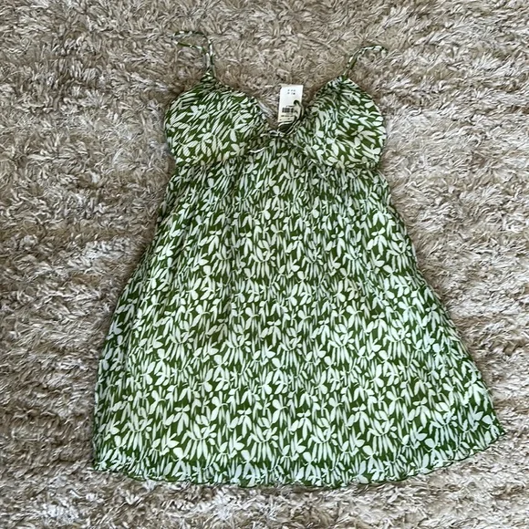 slim fit dress slacks Diaz Bow Back Babydoll Mini Dress Sage main image 1